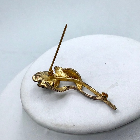 🌺RARE Vintage Gold & Genuine Diamond Brooch - Picture 8 of 16
